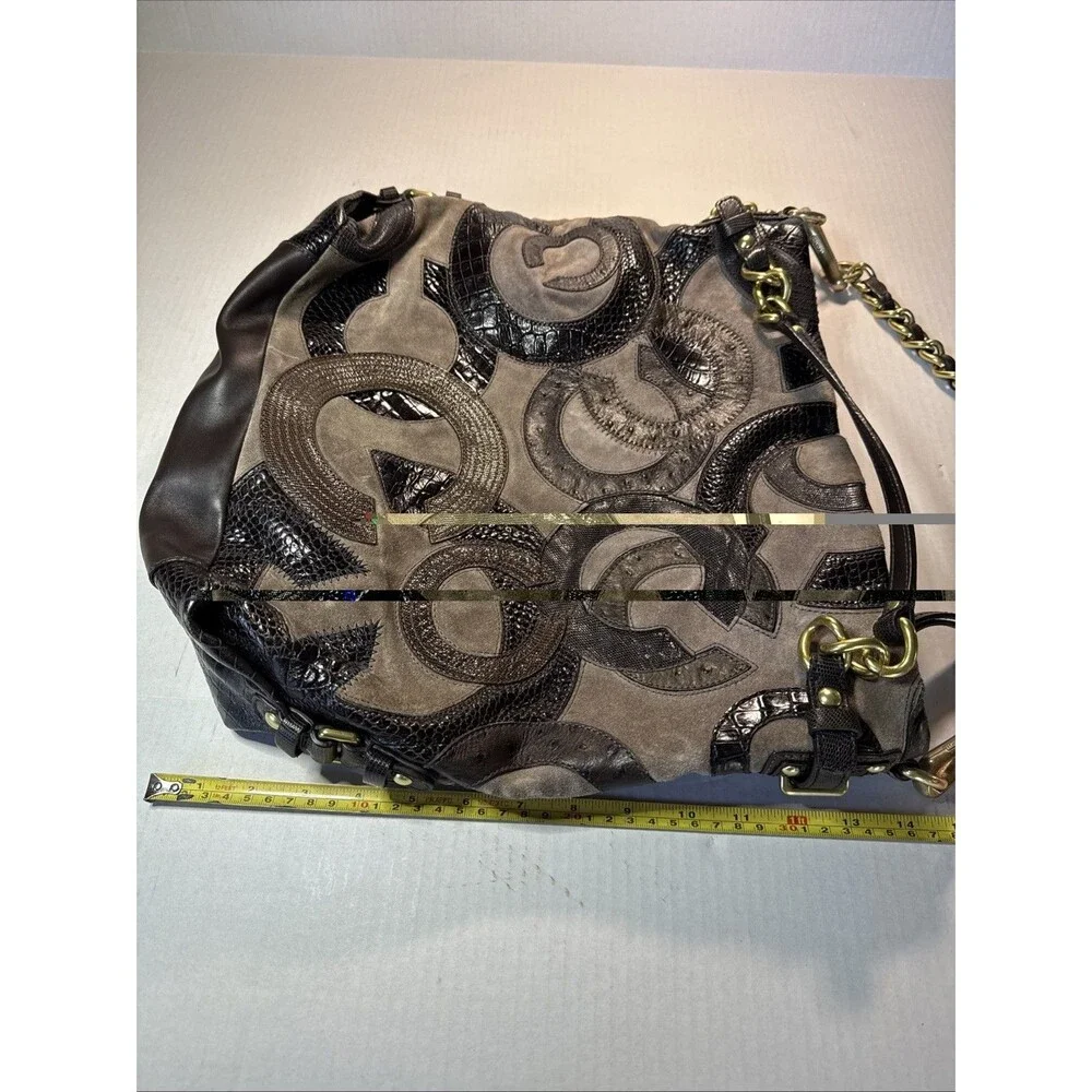 COACH LIMITED ED Brooke #14340 Inlaid C Suede Taupe Brown Hobo Bag Purse Exc C
